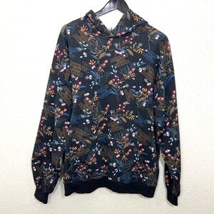 ALF Black Floral Pullover Hoodie Size XL Unisex